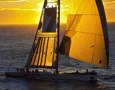 Wild Oats XI at sunrise prior to taking her historic fourth consecutive line honours win