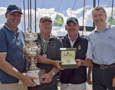 Announcement of Overall Winner and presentation of the Tattersall's Cup L-R: CYCA Commodore Matt Allen, Bob Steel, owner of Quest, RYCT Commodore Clive Simpson and Richard De Leyser, General Manager Rolex Australia
