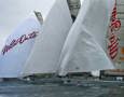 Wild Oats XI, ICAP Leopard and Alfa Romeo unfurling their spinnakers at start of Rolex Sydney Hobart