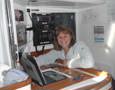 Exile's navigator Julie Hodder hard at work at the nav station