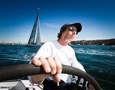 Brad Kellett guides Brindabella up Sydney Harbour
