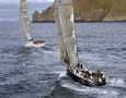 Peter Harburg's Black Jack chases Stephen Ainsworth's Loki in the 64th Rolex Sydney Hobart Yacht Race