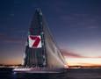 Wild Oats XI approaching the finish line to take the line honours victory in the 25th Audi Sydney Gold Coast Yacht Race