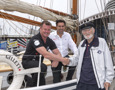 Anthony Bell & Mark Richards aboard Kathleen Gillett (first Sydney Hobart Yacht Race) with John Gordon