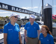 SAILING - Launch of Ragamuffin 100 at Sydney City Marine - 2/12/2013
ph. Andrea Francolini
left: Vanessa Dudley, Liesl Tesch AM, six time Paralympic gold, silver and bronze medallist across wheelchair Basketball and Sailing Syd Fischer, owner of Ragamuffin 100

Restrictions: no advertising and not third party promotional material.
Mandatory Credit: ph. Andrea Francolini