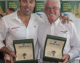 Prize Giving for the 2014 Rolex Sydney Hobart Yacht RaceRoyal Yacht Club of Tasmania (RYCT)Mark Richards, Skipper of Wild Oats XI, andRoger Hickman, owner/skipper of Wild Rose, presentation of the Rolex timepiece awarded to the race's overall winner