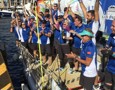 Wendy Tuck and the Sanya Serenity Coast crew celebrating their win in the Clipper Division in Hobart