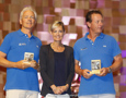 The Honourable Elise Archer MP presenting the trophies for 2nd in ORCi Division 4 and 3rd in IRC Division 3 to Carl Crafoord and Tim Horkings’ Sail Exchange