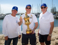 Race Sponsor Noakes Group Managing Director Sean Langman with overall winner Envy Scooters owner Barry Cuneo and CYCA Vice Commodore Noel Cornich