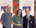 Tom Grimes (co-skipper, Hasta la Vista), Jess Grimes (co-skipper, Hasta la Vista) and Richard Bevan (Commodore, RYCT).