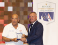 Ed Psaltis (owner/skipper, Midnight Rambler) collects his 40-race medallion from Jeremy Rockliff (Premier of Tasmania).