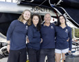 From left to right: Brandon, Kerrie, Rob and Elizabeth Fisher onboard Helsal 3 at Cruising Yacht Club of Australia