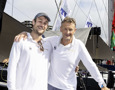 From left to right: Wil and Michael Coxon onboard Whisper at Cruising Yacht Club of Australia