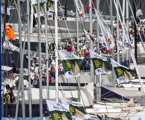 The hustle and bustle on the CYCA marina before the boats depart for the start     