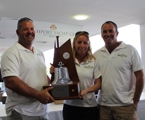 The crew of Wild Thing accept the line honours trophy. Credit Southport Yacht Club Staff