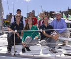 Front Row - Will Ryan, Olivia Price, Mathew Belcher; Back Row - Terry Wise, Gary Donovan, Tammy Sayer and Yachting Australia President Matt Allen 