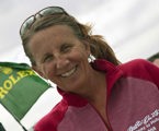 Adrienne Cahalan, navigator on WILD OATS XI, the woman who has completed the most races