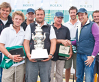 The crew of overall winner Secret Mens Business 3.5 with Rolex Australia General Manager Patrick Boutellier