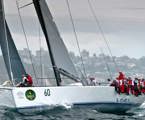 Stephen Ainsworth's Loki exiting Sydney Harbour after the start of the 67th Rolex Sydney Hobart