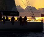 Watching the sunrise from Wild Oats XI just before finishing