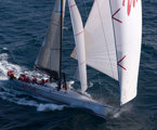 Wild Oats XI displays her power and speed in the downwind conditions