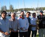 Divisional Winners of the Audi Sydney Gold Coast Yacht Race 2010 with SYC Commodore Rob Mundle and CYCA Rear Commodore Howard Piggott