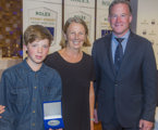 Adrienne Cahalan with her nephew and The Honourable Will Hodgeman MHA, Premier of Tasmania