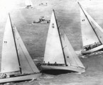Lass O'Luss (89) leading Kintail (CYC16) and Anitra (77) - 1961 SHYR start - CYCA Archives