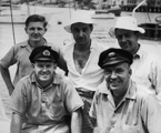 Saga 1946 Sydney Hobart Yacht Race crew - L to R: (Front row) Trygve Halvorsen, Magnus Halvorsen, Thor Gauslaa, Colin Jew, Fredrik Svensen.