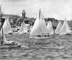 Phalarope (CYC26) leading Kurura (51) out of Sydney Harbour - 1956 SHYR start - CYCA Archives