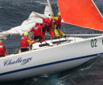 Sail changes by the crew of Challenge in the 2004 Rolex Sydney Hobart