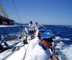 Image from on board Skandia following the start of the Rolex Sydney Hobart