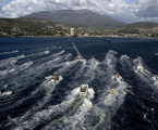 Wild Oatx XI heading to the finish line and a new race record in the 2005 Rolex Sydney Hobart