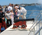 Michael York fires the cannon to start the 2007 Rolex Sydney Hobart Yacht Race
