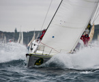 Dr Tony Fisher's Helsal III, skippered by Rob Fisher, exiting Sydney Heads