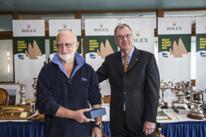 Peter Rodgers, She, receives his trophy for 1st PHS Division 2, from Peter Underwood, AC, Governor of Tasmania