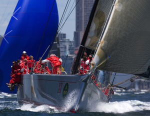 Wild Oats XI set off from Sydney Harbour for the 628 nautical mile Rolex Sydney Hobart