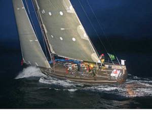 Victoria's Goldfinger sailing through the night