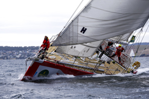 Team Great Britain make their way towards Constitition Dock as a part of the Clipper Round the World race, a category of the Sydney to Hobart yacht race at Constitution Dock in Hobart, Monday, Dec. 30, 2013. (AAP Image/Heath Holden) NO ARCHIVING, EDITORIAL USE ONLY