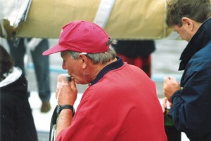 Andrew Strachan, owner 97 (9797) celebrates Line Honours 1993 SHYR - Peter Campbell CYCA Archives