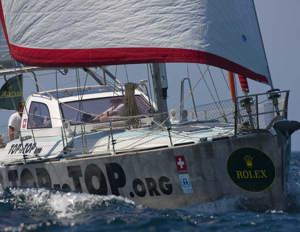 Swiss entrant Pachamama after the start of the 64th Rolex Sydney Hobart