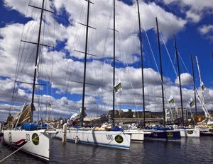 Yachts in King's Pier marina after arriving in Hobart