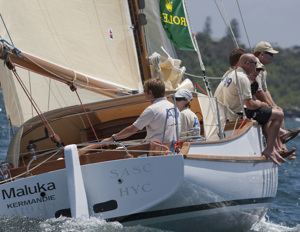 Maluka of Kermandie, the smallest boat in this years fleet, before the start of the 64th Rolex Sydney Hobart Race.