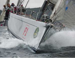 Neville Crichton's RP100 Alfa Romeo shortly after the start of the 65th Rolex Sydney Hobart