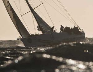 CYCA Commodore Matt Allen's Jones 70 Ichi Ban at sunrise on day 4