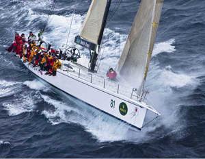 Peter Millard and John Honan's maxi Lahana heading south in the Rolex Sydney Hobart