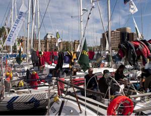 Crews dry out gear in 35C heat at Constitution Dock