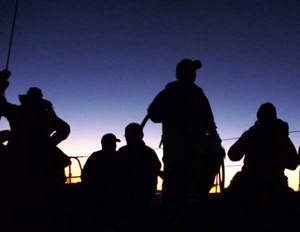 Twilight on the deck of Future Shock