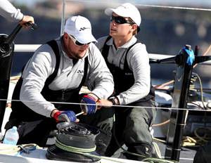 Black Jack crew in action during the start of the Audi Sydney Gold Coast Yacht Race 2010