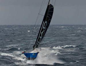 Wild Thing in Bass Strait with a reefed mainsail